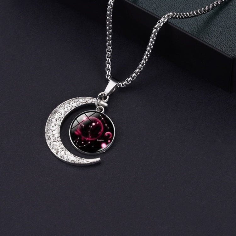 Luminous Zodiac Moon Titanium Steel Necklace Personalized Moon Pendant