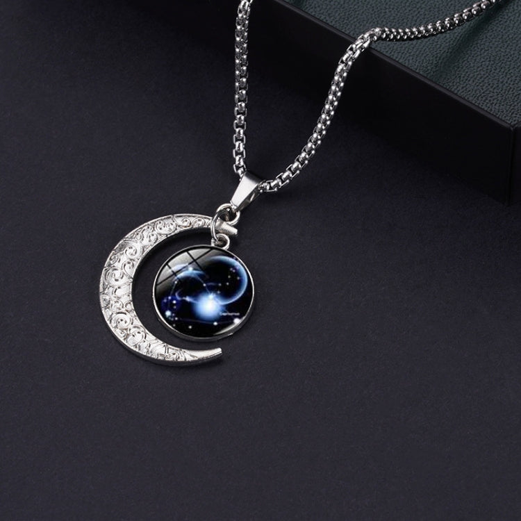 Luminous Zodiac Moon Titanium Steel Necklace Personalized Moon Pendant