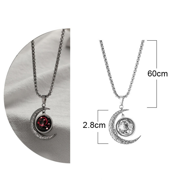 Luminous Zodiac Moon Titanium Steel Necklace Personalized Moon Pendant