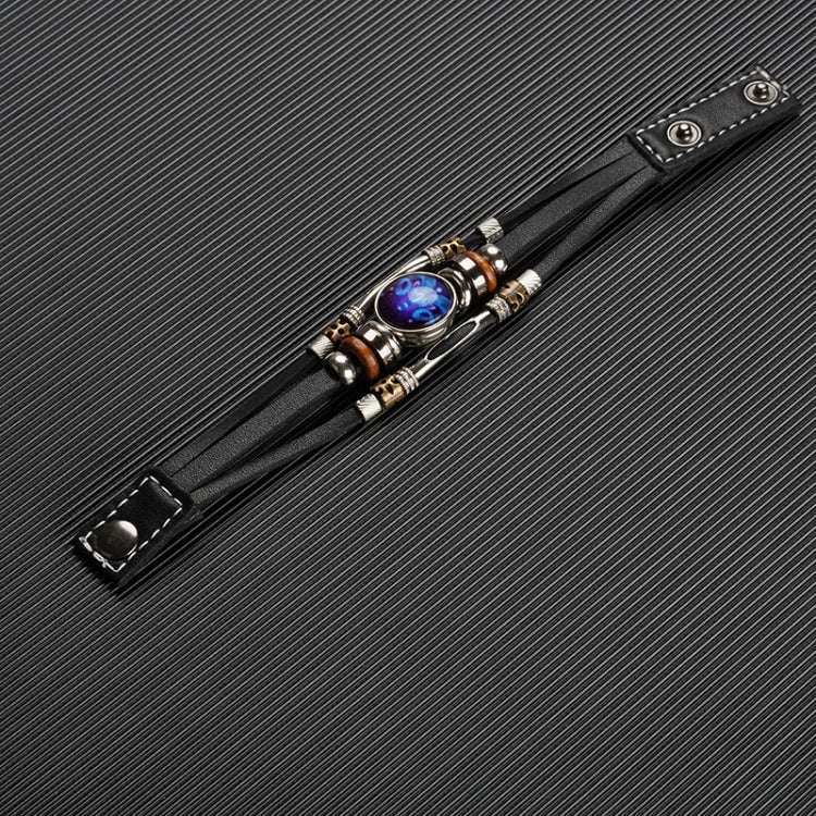 Twelve Constellations Night Light Leather Rope Bracelet Woven Beads Bracelet, Style: