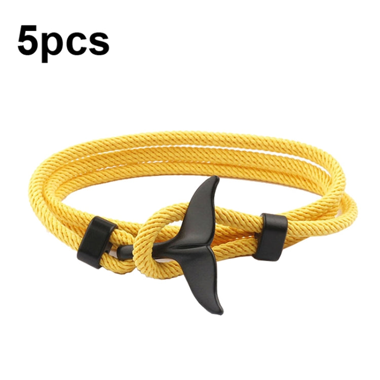 5pcs Whale Tail Braided Hand Rope Double Live Buckle Adjustable Bracelet