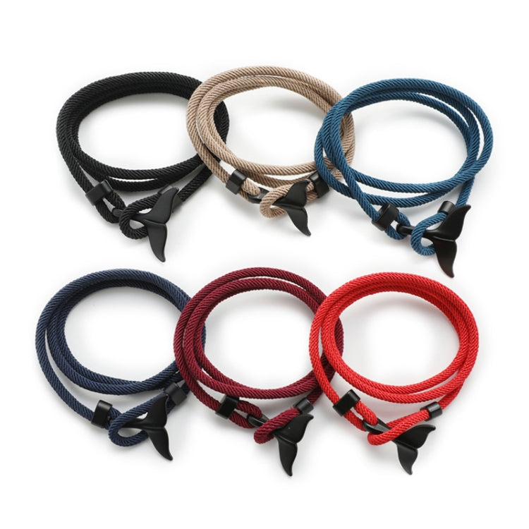 5pcs Whale Tail Braided Hand Rope Double Live Buckle Adjustable Bracelet