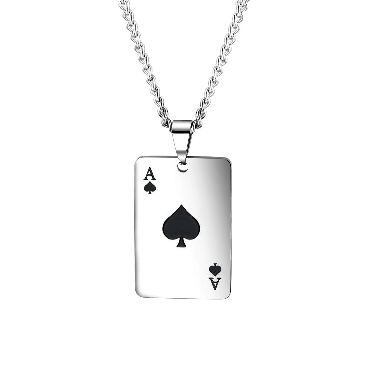 OPK 1542 Titanium Steel Men Necklace Personality Poker Pendant