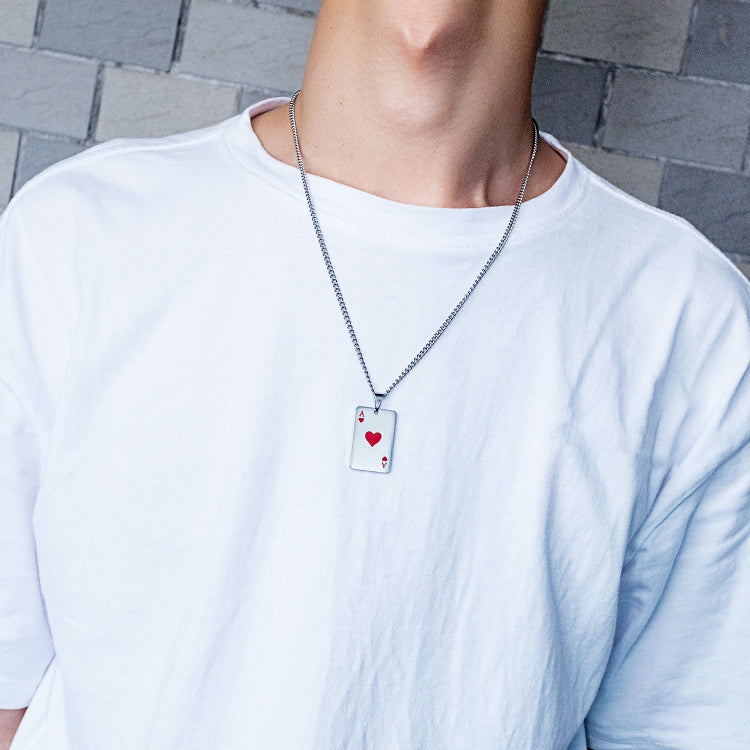 OPK 1542 Titanium Steel Men Necklace Personality Poker Pendant