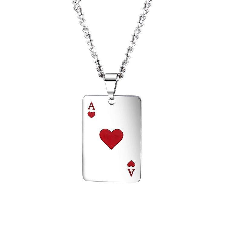 OPK 1542 Titanium Steel Men Necklace Personality Poker Pendant