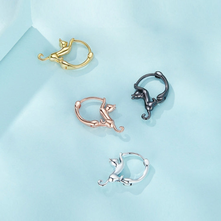 Sterling Silver S925 Diamond Stretch Cat Stretch Earrings, Size: