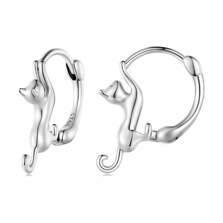 Sterling Silver S925 Diamond Stretch Cat Stretch Earrings, Size: