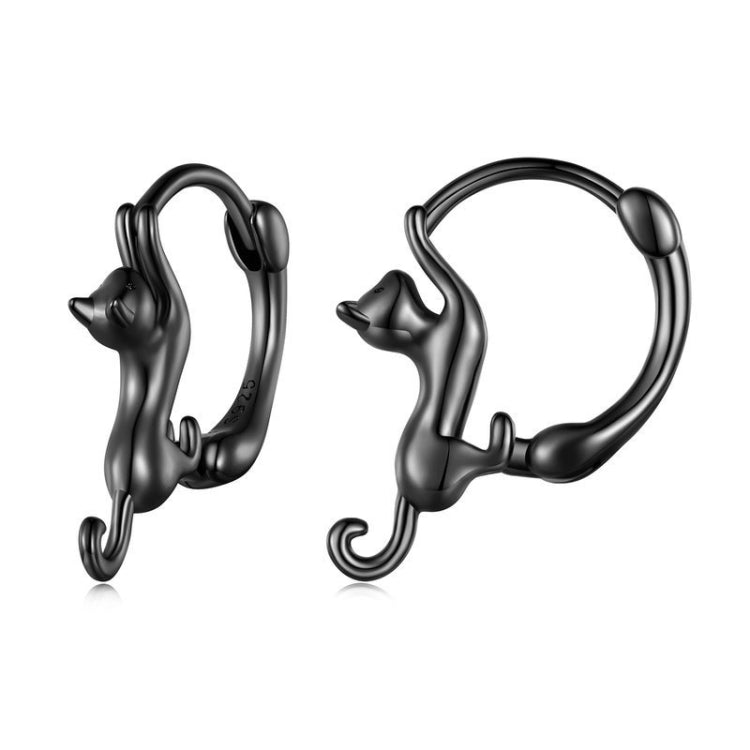 Sterling Silver S925 Diamond Stretch Cat Stretch Earrings, Size: