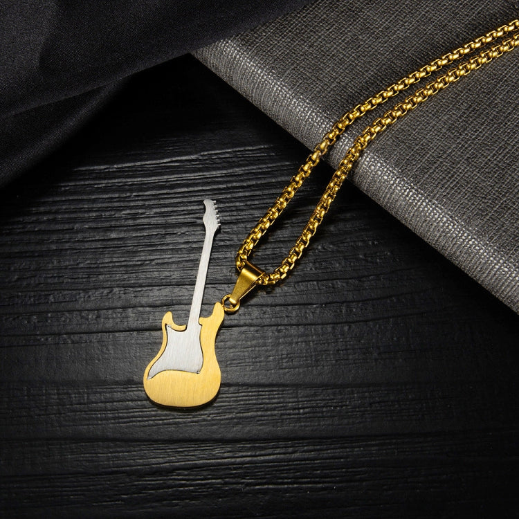 OPK 1989 Personality Stainless Steel Guitar Pendant Titanium Steel Necklace, Gold Pendant, Steel Color Pendant, Black Pendant, Gold Pendant+0.4x70cm Pearl Chain, Gold Pendant+0.3x55cm Pearl Chain, Steel Color Pendant+0.4x70cm Pearl Chain               ...