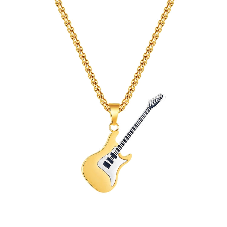 OPK 1989 Personality Stainless Steel Guitar Pendant Titanium Steel Necklace, Gold Pendant, Steel Color Pendant, Black Pendant, Gold Pendant+0.4x70cm Pearl Chain, Gold Pendant+0.3x55cm Pearl Chain, Steel Color Pendant+0.4x70cm Pearl Chain               ...