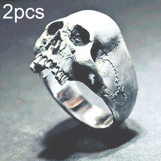 C56213 2pcs Punk Vintage Skull Ring Horror Skull Ring Men Gift
