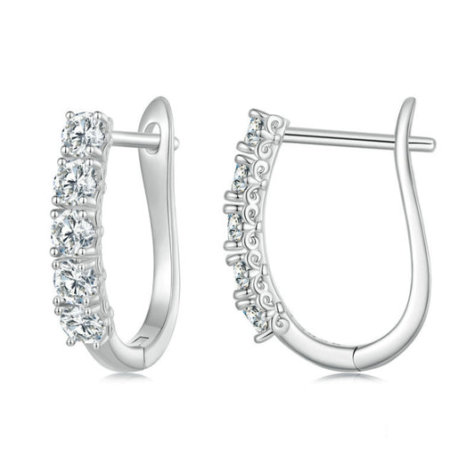 Sterling Silver S925 Moissanite U-Shaped Pattern Earrings