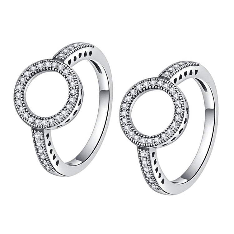 2 PCS Alloy Lucky Circle Diamond Halo Rings