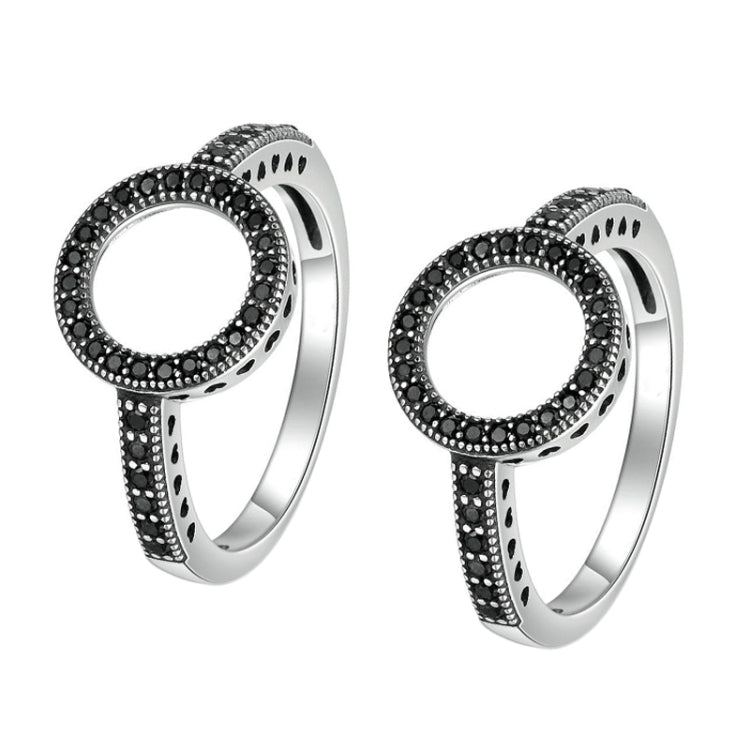 2 PCS Alloy Lucky Circle Diamond Halo Rings