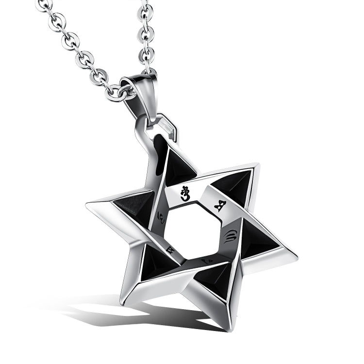 1102 Stainless Steel Necklaces Men Six Pointed Star Pendant, Style:, Pendant+Chain
