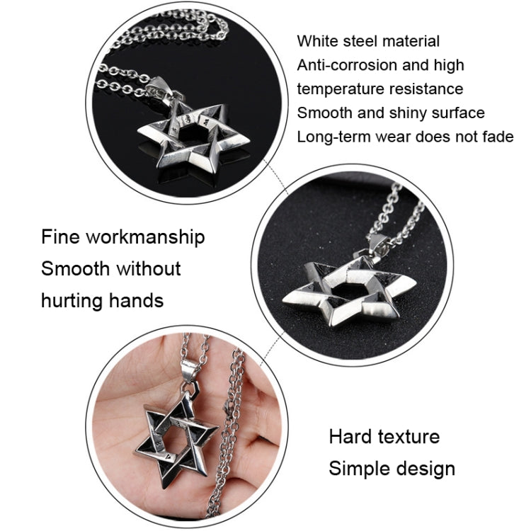 1102 Stainless Steel Necklaces Men Six Pointed Star Pendant, Style:, Pendant+Chain