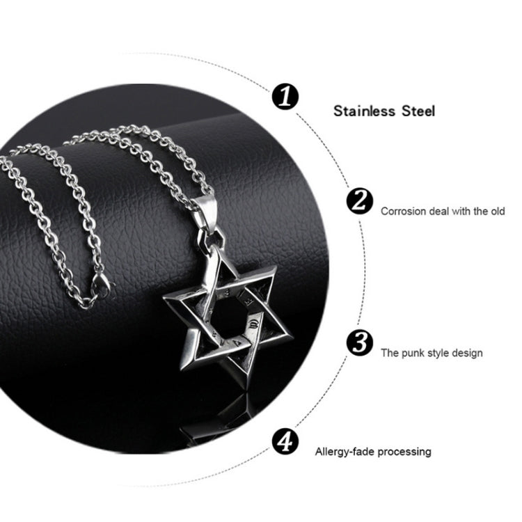1102 Stainless Steel Necklaces Men Six Pointed Star Pendant, Style:, Pendant+Chain