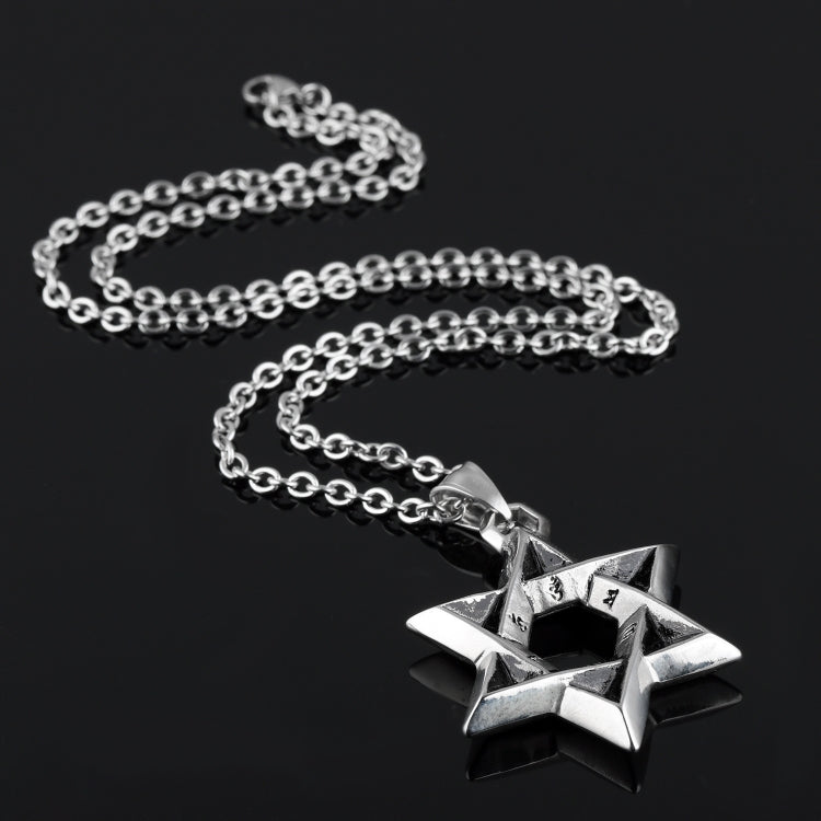 1102 Stainless Steel Necklaces Men Six Pointed Star Pendant, Style:, Pendant+Chain