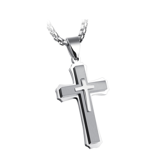 1213 Three Layer Cross Necklace Titanium Steel Men Necklace