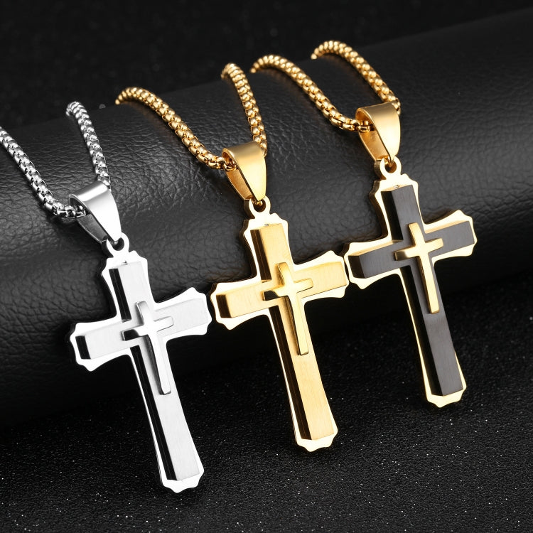 1213 Three Layer Cross Necklace Titanium Steel Men Necklace