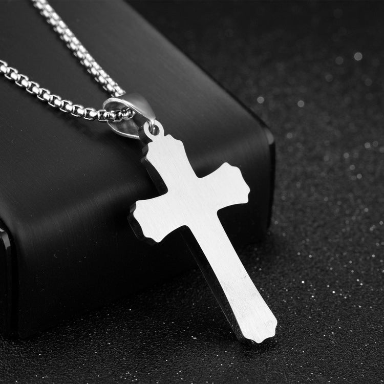 1213 Three Layer Cross Necklace Titanium Steel Men Necklace