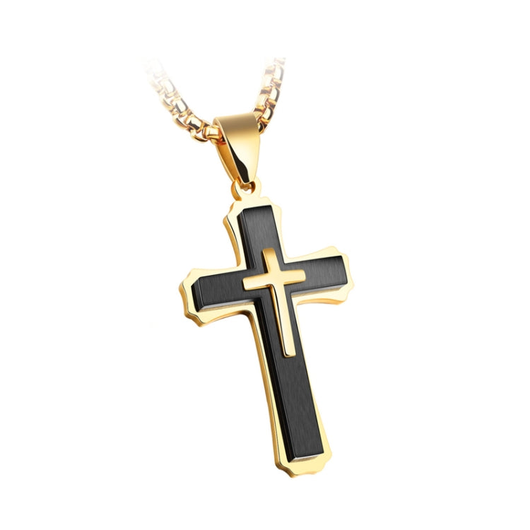1213 Three Layer Cross Necklace Titanium Steel Men Necklace