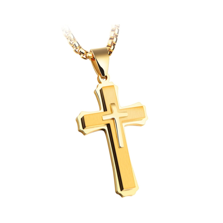 1213 Three Layer Cross Necklace Titanium Steel Men Necklace