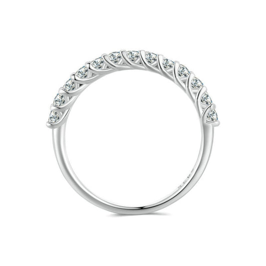 Sterling Silver S925 Plated Plated Row Moissanite Ring