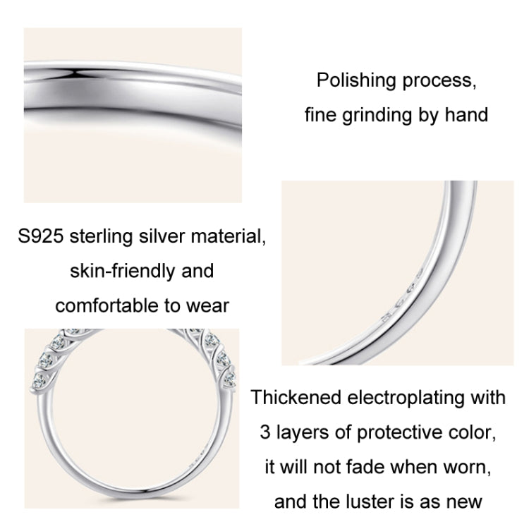 Sterling Silver S925 Plated Plated Row Moissanite Ring