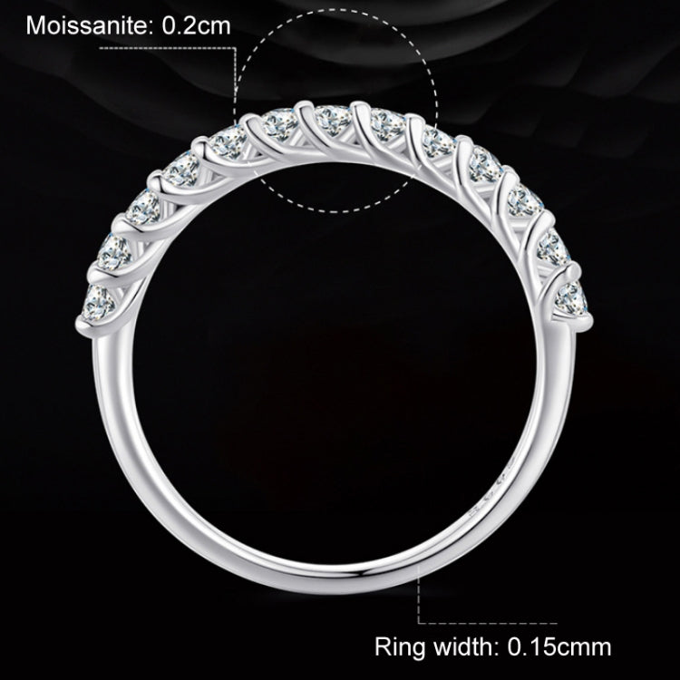 Sterling Silver S925 Plated Plated Row Moissanite Ring