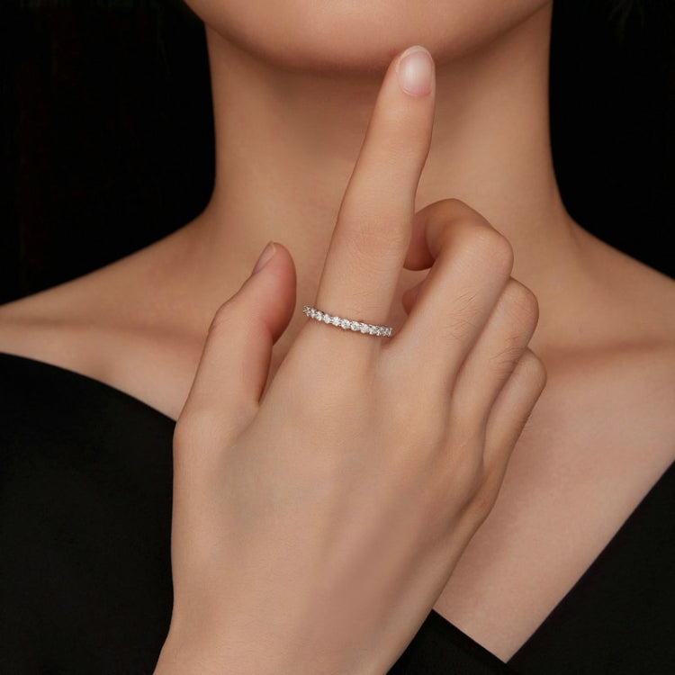 Sterling Silver S925 Plated Plated Row Moissanite Ring