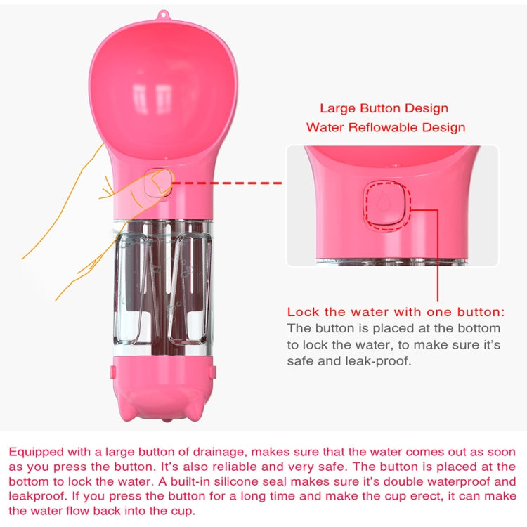 3 in 1 Leakproof Outdoor Dog Water Fountain Portable Pet Drinking Bottle, 300ml, 300ml+Food Box, 500ml, 500ml+Food Box