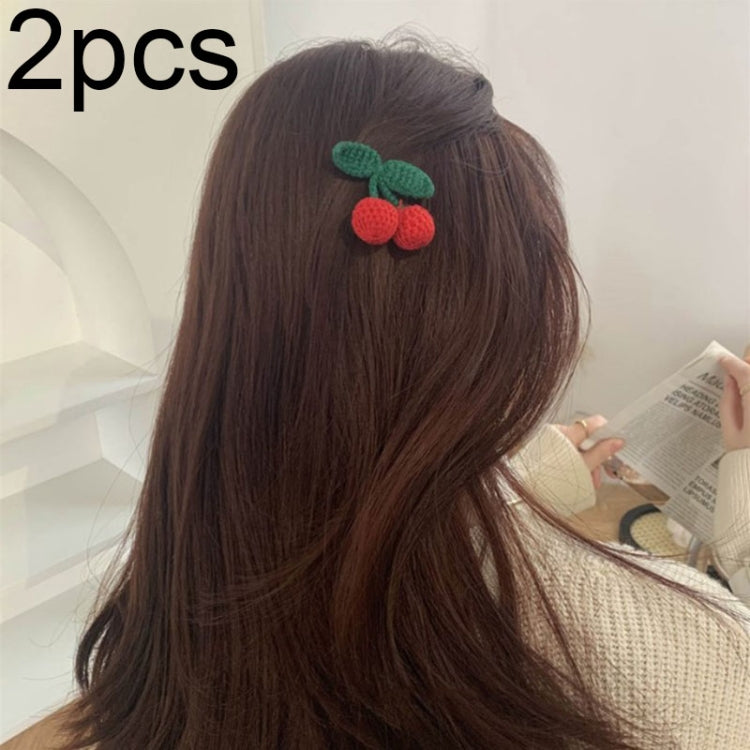 B316 2pcs Cute Woolen Knitting Hairpin Sweet and Versatile Handmade Side Clip