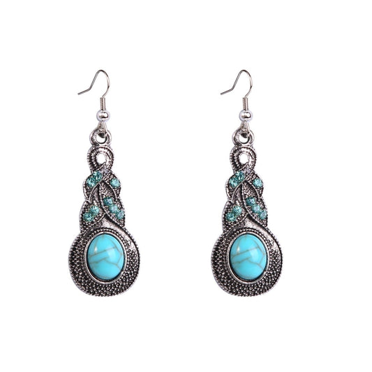 Turquoise Ethnic Style Earrings Temperament Simple Vintage Earrings