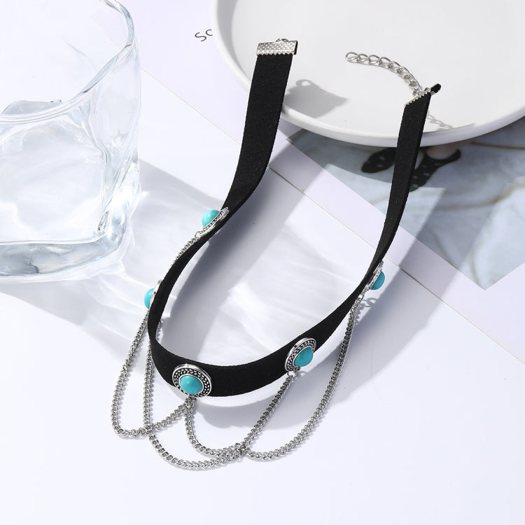 Punk Vintage Velvet Clavicle Chain Metal Rock Necklace, Spec: