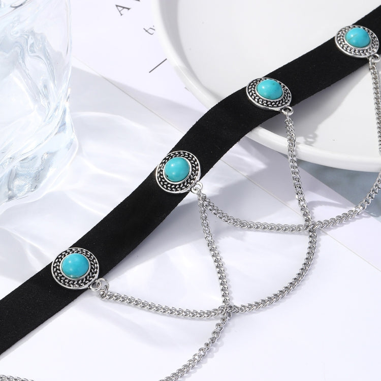 Punk Vintage Velvet Clavicle Chain Metal Rock Necklace, Spec: