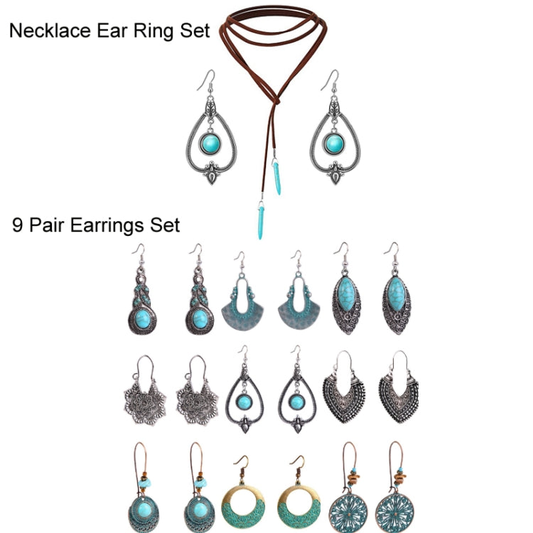Bohemian Turquoise Natural Stone Sweater Vintage Pendant, Model: