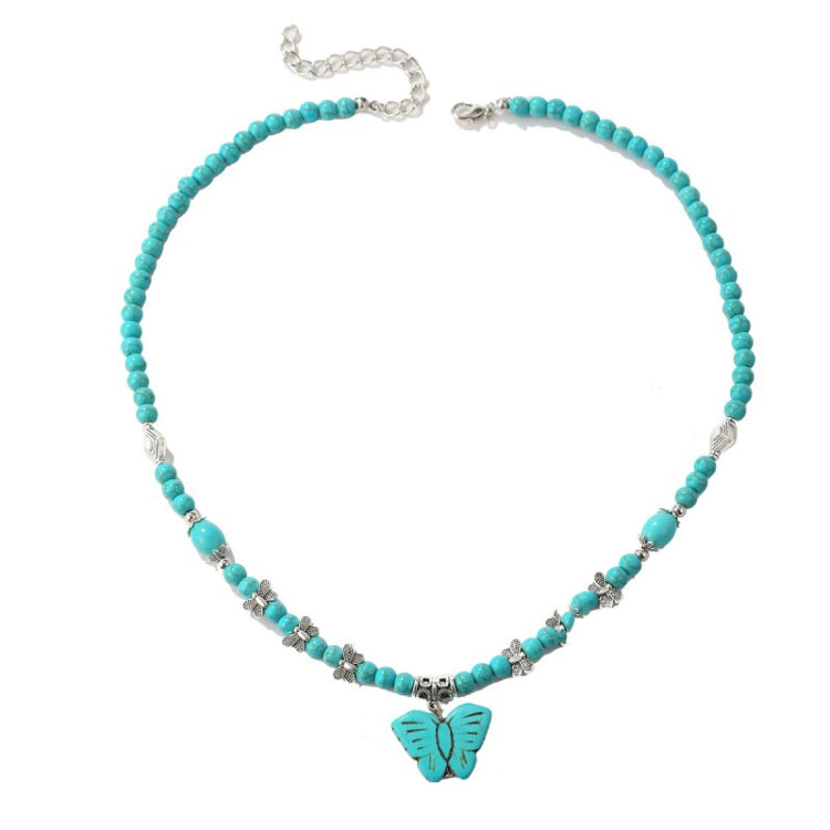 Bohemian Turquoise Natural Stone Sweater Vintage Pendant, Model: