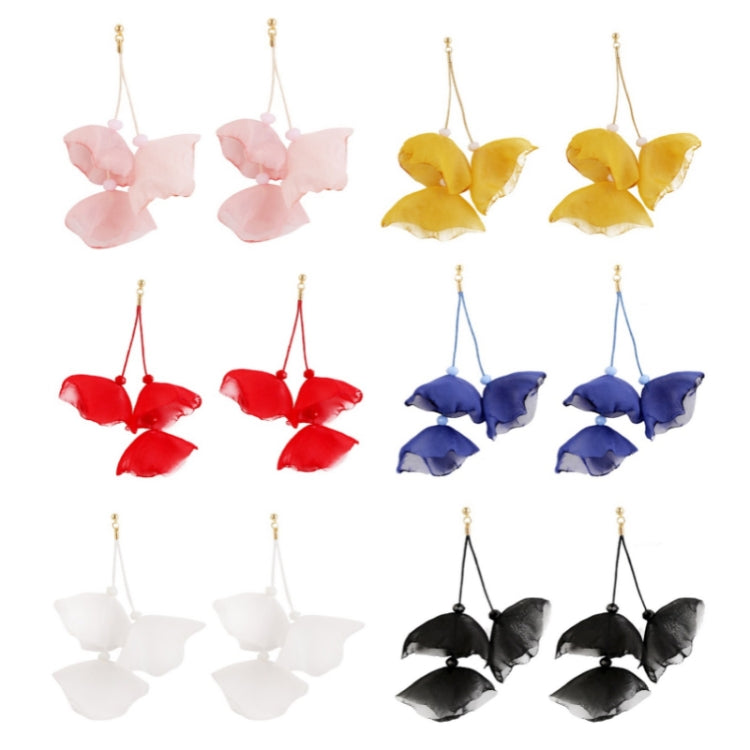 Long Exaggerated Fabric Art Handmade Petal Earrings