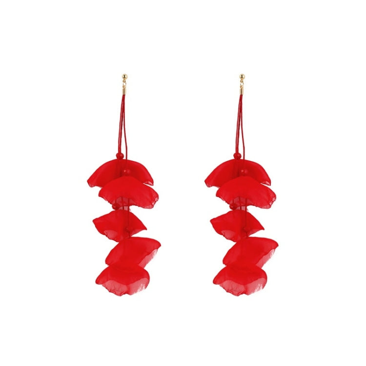 Long Exaggerated Fabric Art Handmade Petal Earrings