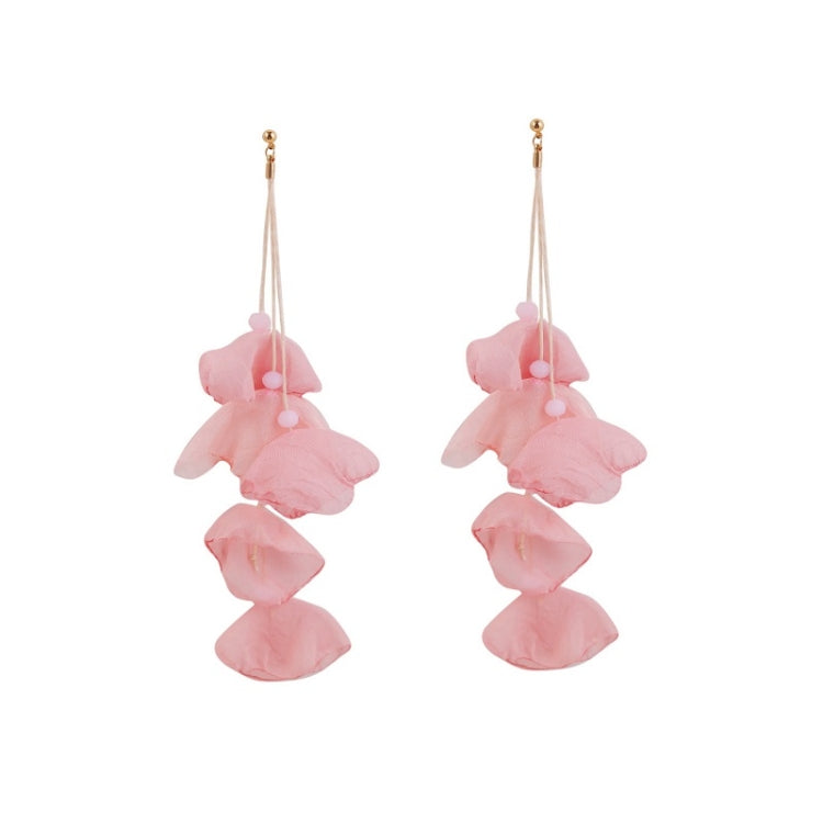 Long Exaggerated Fabric Art Handmade Petal Earrings