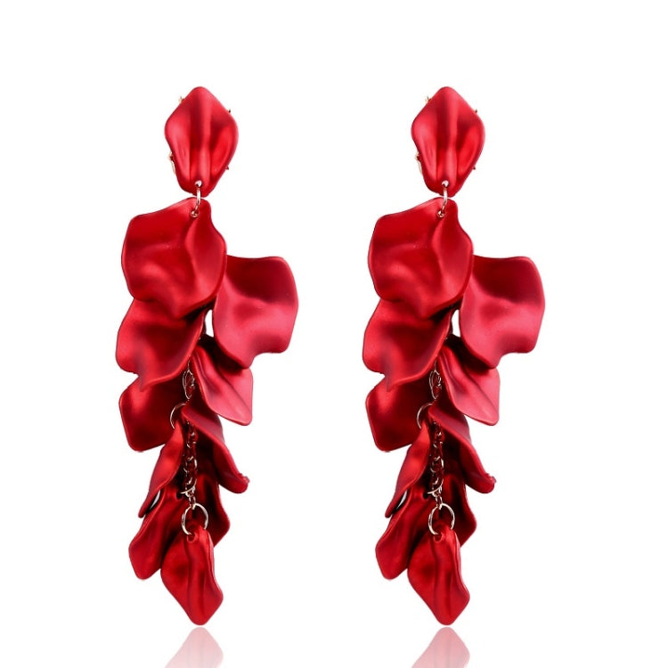 Long Exaggerated Fabric Art Handmade Petal Earrings