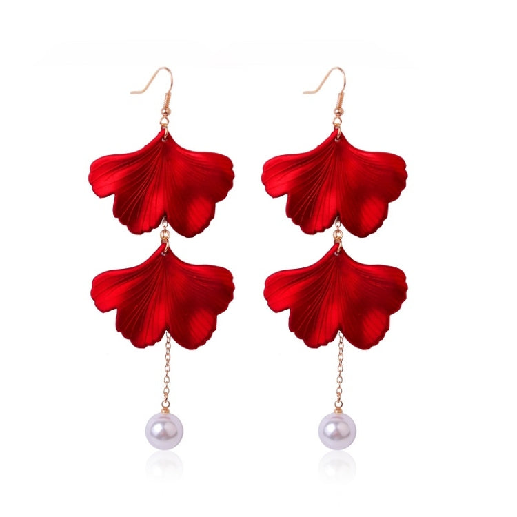 Long Exaggerated Fabric Art Handmade Petal Earrings