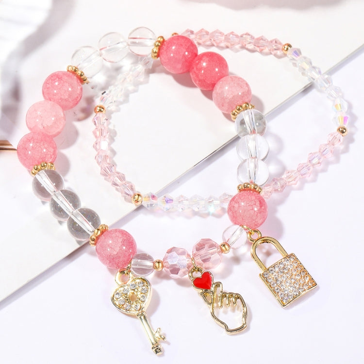 Crystal Beaded Bracelet Ladies Natural Crystal Bracelet, S2204-3 Pink Opal, S2204-2 Blue Opal, S2204-6 Orange+Butterfly, S2204-5 Pink Opal, S2203-1 Pink+Rose, S2203-2 Blue+Rose, S2203-7 Pink+Key