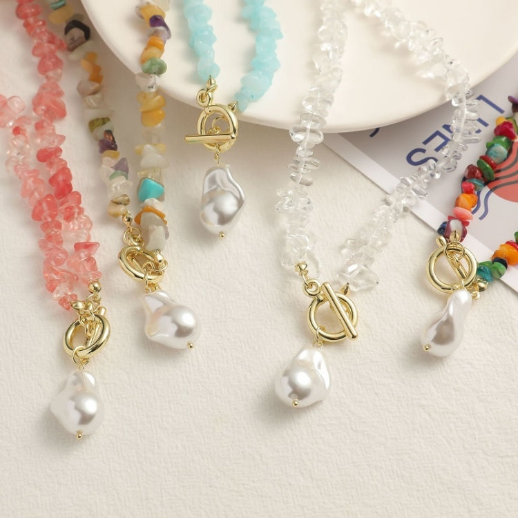 Boho Colorful Broken Natural Stone Necklace, Model:, N2105-9 Color Stone Pearl Pendant, N2206-8 Pink Stone, N2206-9 Light Blue Stone, N2206-10 Multi-color Stone, N2206-11 Transparent Stone, N2106-23 Pink Stone Single Chain                              ...