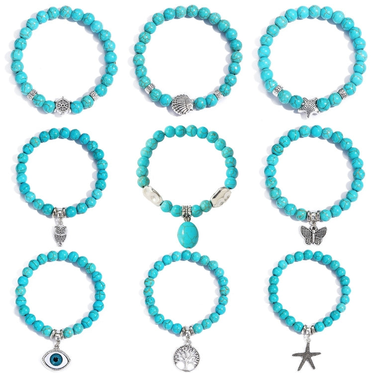 Women Beaded Bracelet Turquoise Ethnic Style Charm Jewelry, S2208-2 Owl, S2208-3 Butterfly, S2208-4 Sea Star, S2208-5 Life Tree, S2208-1 Eyes, S2203-12 Cross, S2203-13 Turquoise Pendant, S2212-1 Eyes, S2303-1, S2303-2 Turtles, S2303-3 Cross            ...