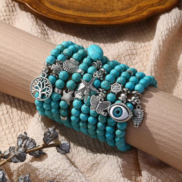 Women Beaded Bracelet Turquoise Ethnic Style Charm Jewelry, S2208-2 Owl, S2208-3 Butterfly, S2208-4 Sea Star, S2208-5 Life Tree, S2208-1 Eyes, S2203-12 Cross, S2203-13 Turquoise Pendant, S2212-1 Eyes, S2303-1, S2303-2 Turtles, S2303-3 Cross            ...