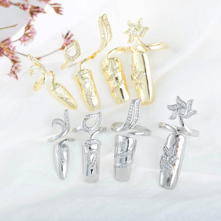 Diamond Nail Cap Jewelry Open Ring, Color: Gold Little Finger