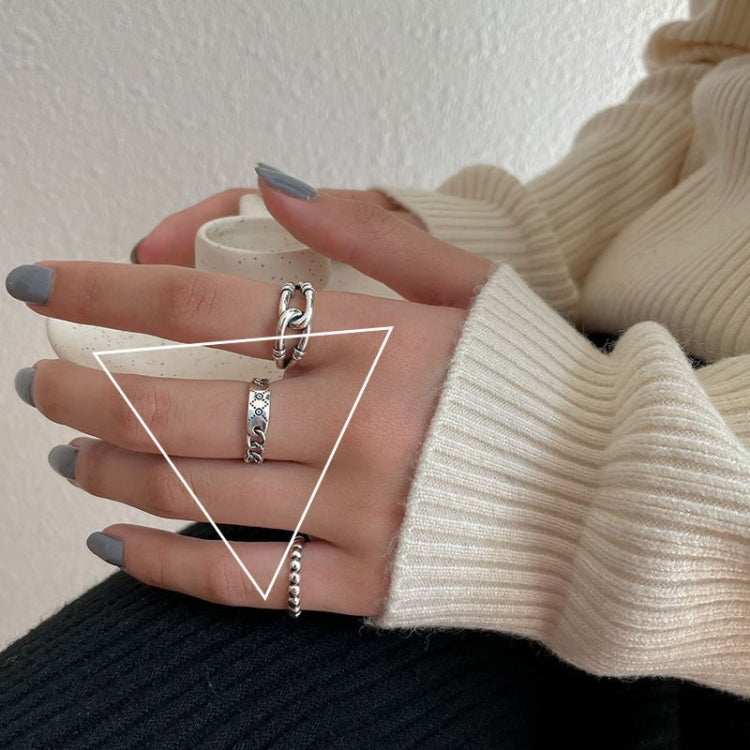 S925 Sterling Silver Vintage Ring Chain Jewelry