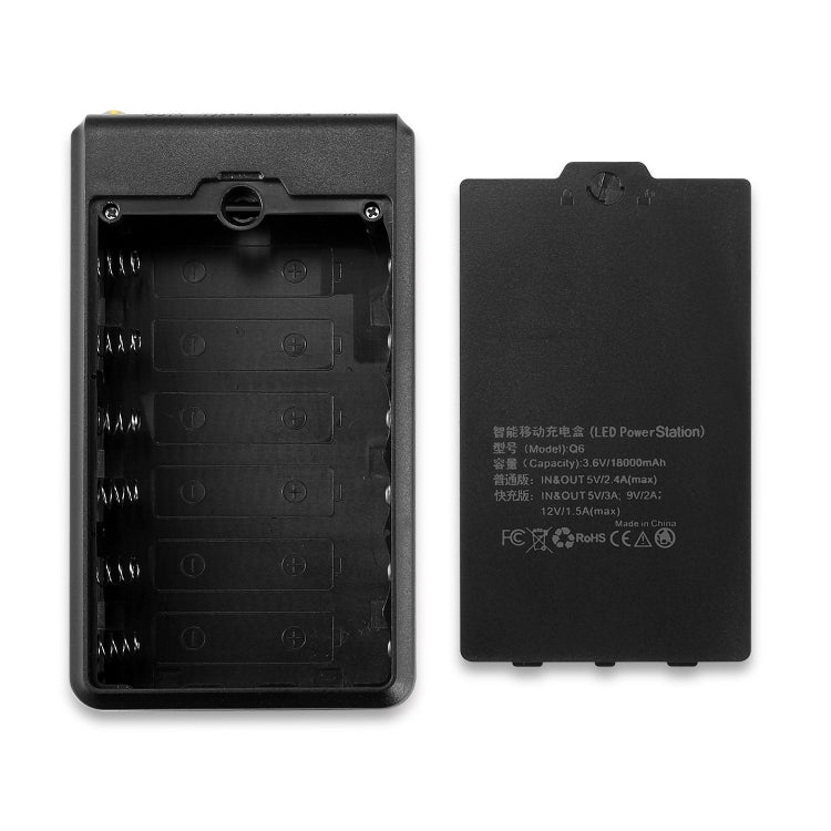 Q6 Removable 6 Sections 18650 Battery Box Charger Case, Style:, Ordinary, Flash/Fast Charge